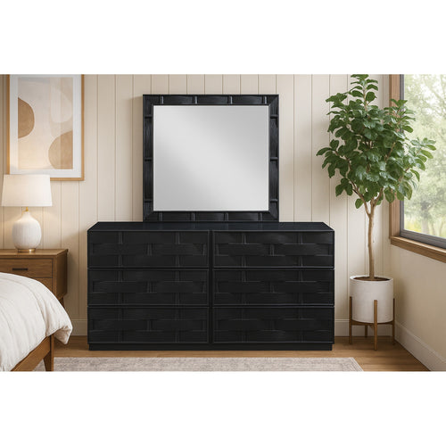 Weave Oak Veneer Mirror in Black