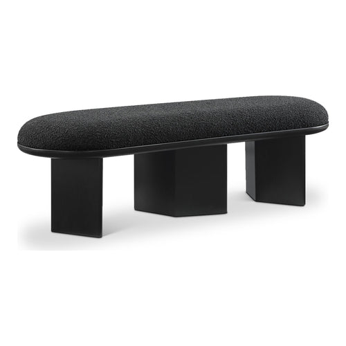 Wilshire Boucle Fabric Upholstered Bench in Black