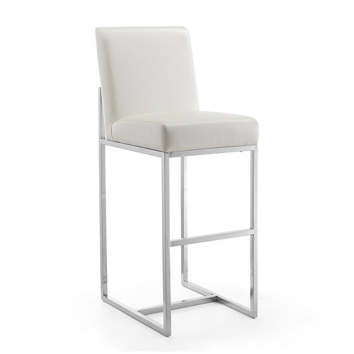 Element Metal Upholstered Barstool in Pearl White