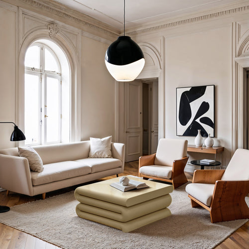 Roland Iron Coffee Table in Beige