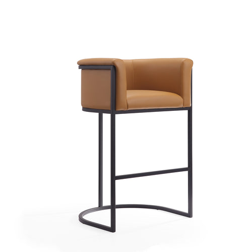 Cosmopolitan Metal Upholstered Barstool in Camel