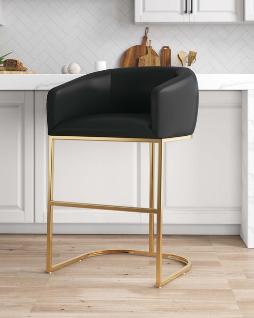 Louvre Metal Upholstered Barstool in Black