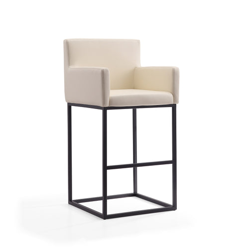 Ambassador Metal Upholstered Barstool in Cream