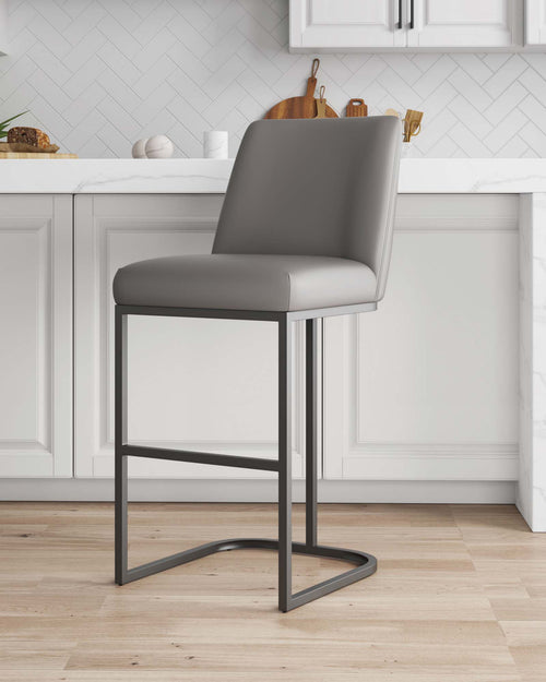 Serena Metal Upholstered Barstool in Taupe
