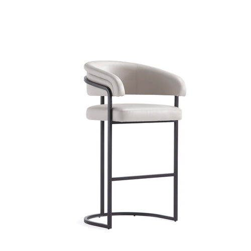 Augusta Metal Upholstered Barstool in Light Gray