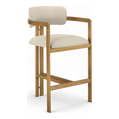 Aurum Vegan Leather Upholstered Counter Stool in Beige