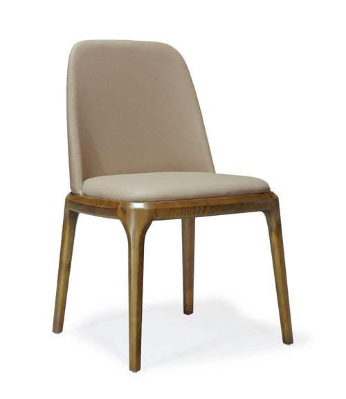 Courding Vegan Leather Wood Dining Chair in Tan
