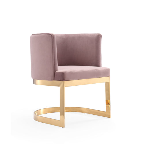 Aura Velvet Metal Dining Chair in Blush