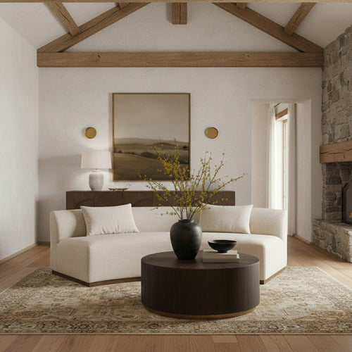 Avanti 104" Chenille Fabric Upholstered Sofa in Beige