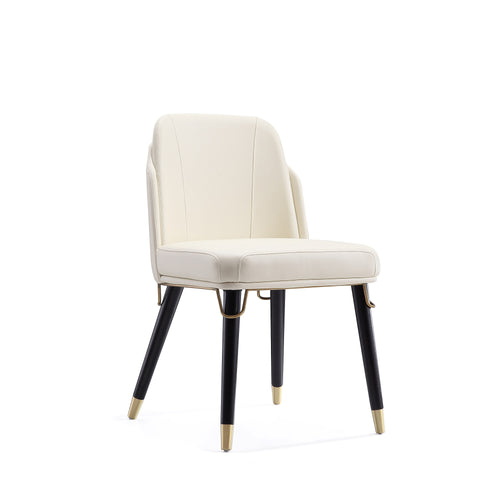 Estelle Vegan Leather Wood Dining Chair in Cream