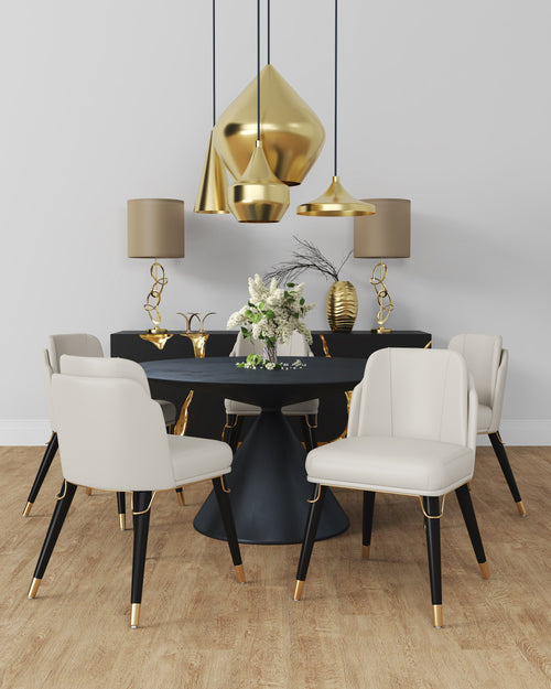 Estelle Vegan Leather Wood Dining Chair in Cream