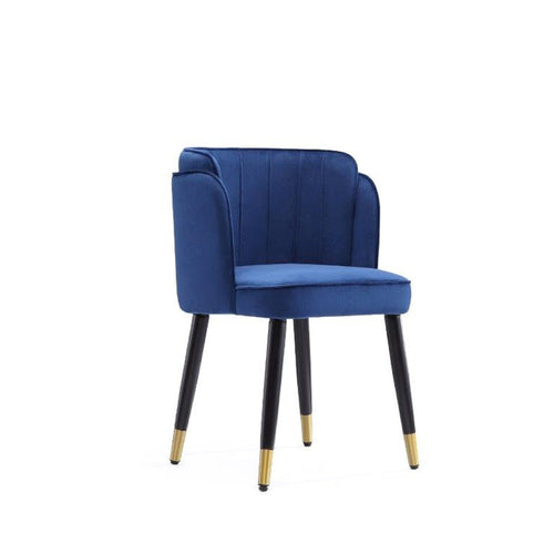 Zephyr Velvet Wood Dining Chair in Blue