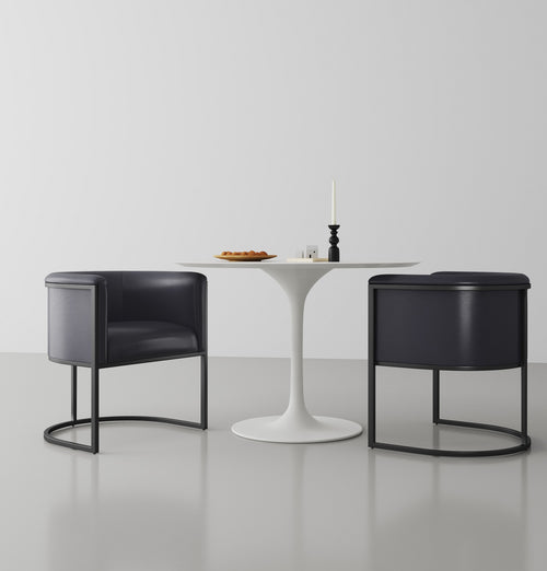 Cosmopolitan Vegan Leather Metal Dining Chair in Black