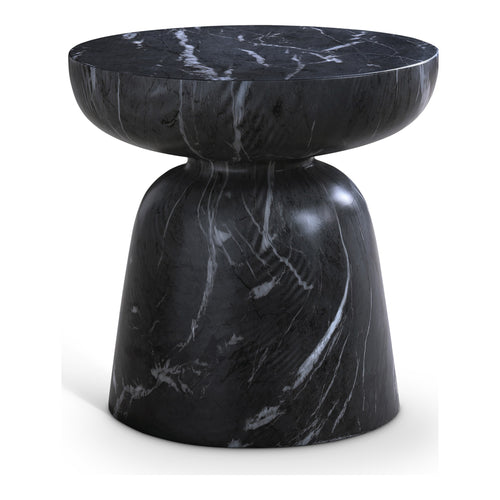 Avellino Marble Finish Concrete Indoor / Outdoor End Table in Black