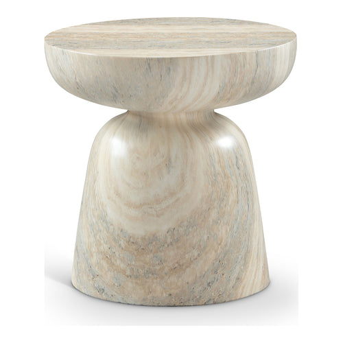 Avellino Travertine Finish Concrete Indoor / Outdoor End Table in Natural
