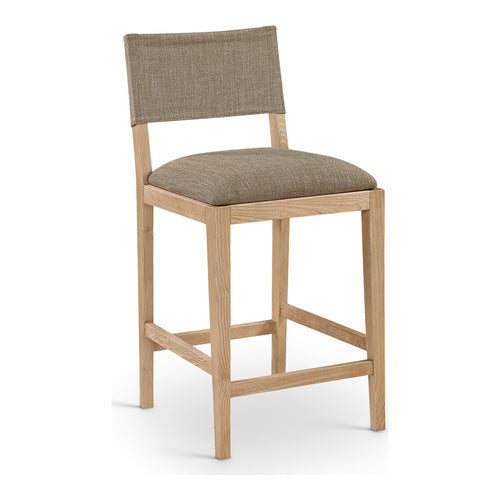 Avon Linen Textured Performance Fabric Upholstered Counter Stool in Brown