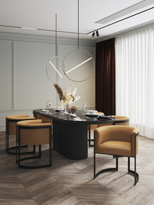 Corso Vegan Leather Metal Dining Chair in Camel