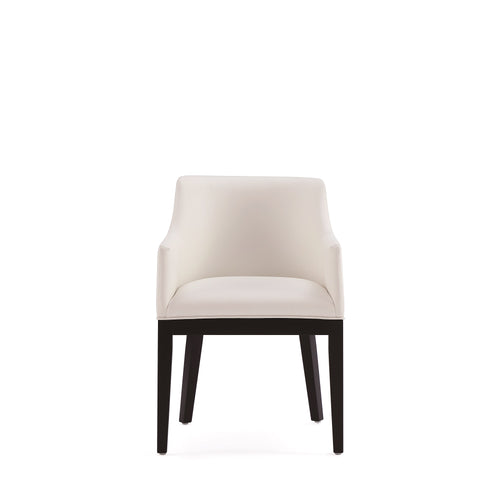 Gansevoort Vegan Leather Wood Armchair in Ivory
