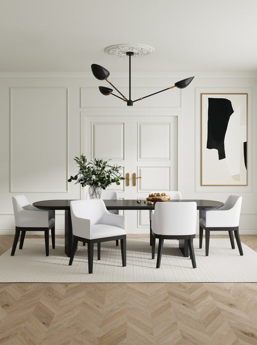 Gansevoort Vegan Leather Wood Armchair in Ivory