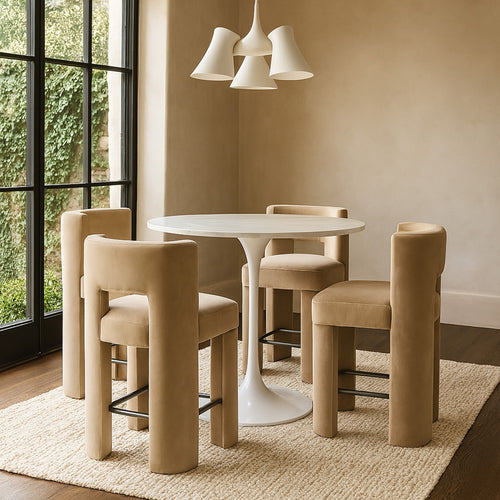 Zuno Velvet Performance Fabric Upholstered Counter Stool in Beige