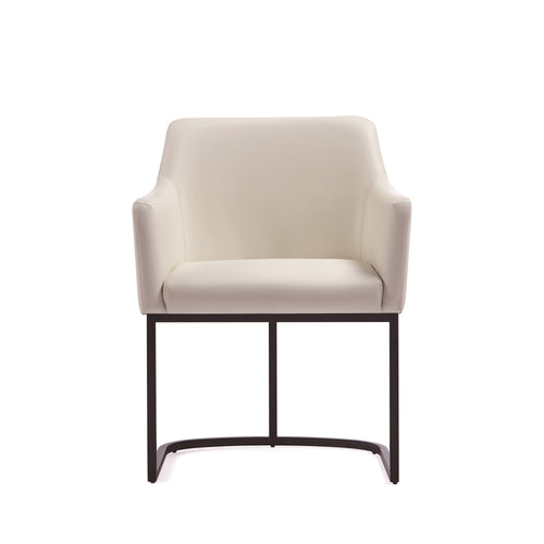 Serena Vegan Leather Metal Armchair in Ivory