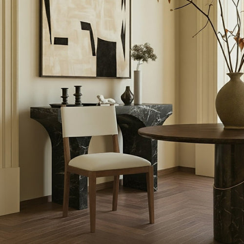 Avon Vegan Leather Dining Side Chair in Beige