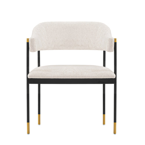 Lia Chenille Metal Armchair in Cream
