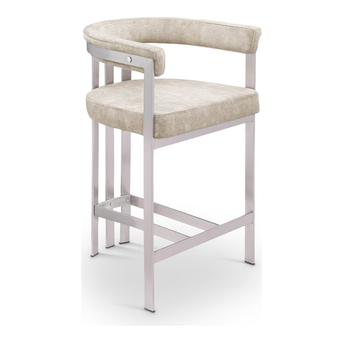 Marcello Velvet Upholstered Counter Stool in Beige