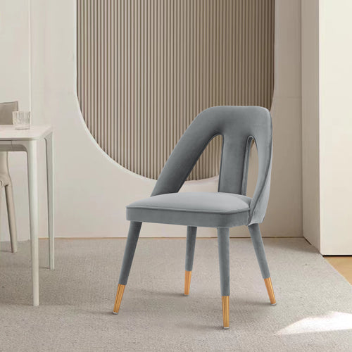 Neda Velvet Upholstered Dining Chair in Gray