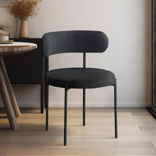 Beacon Boucle Fabric Upholstered Dining Chair in Black