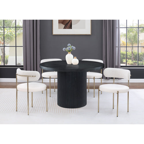 Belinda 48" Solid Wood and Oak Veneer Dining Table in Black