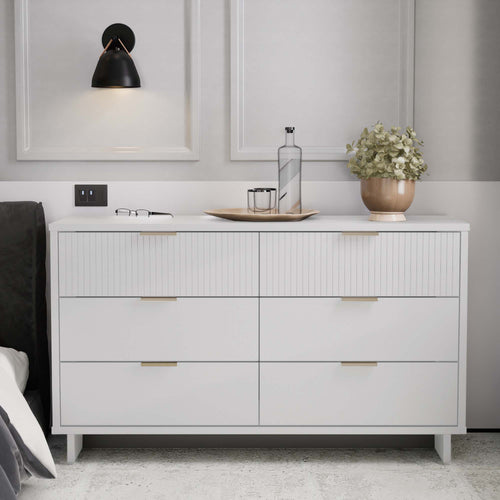 Granville 55" Dresser (6-Drawer) in White
