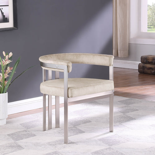 Marcello Stone Velvet Upholstered Dining Chair in Beige