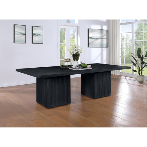 Belinda 54" Solid Wood and Oak Veneer Modular Dining Table in Black