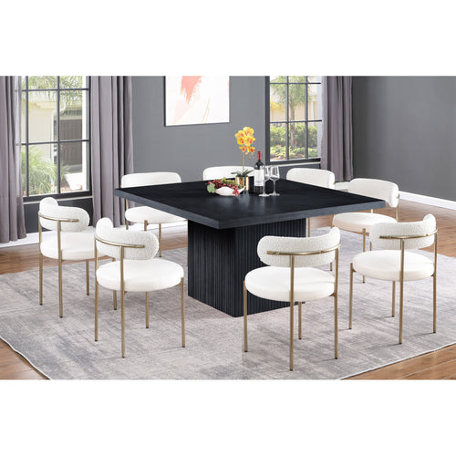 Belinda 54" Solid Wood and Oak Veneer Dining Table in Black