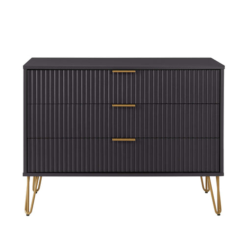 Dumbo 35" Fluted Dresser (3-Drawer) in Black