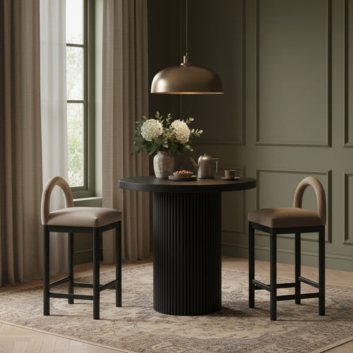 Belinda Oak Veneer And Solid Wood Counter Height Table in Black