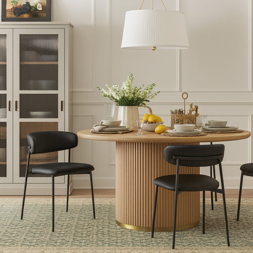 Lupita Vegan Leather Upholstered Dining Chair (760-C) in Black