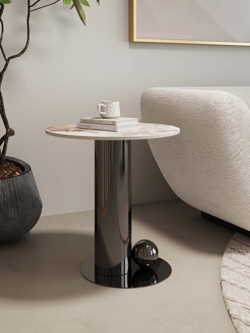 Laurel Sintered Stone Top End Table in Black