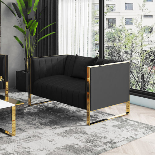 Trillium 57" Velvet Loveseat in Black