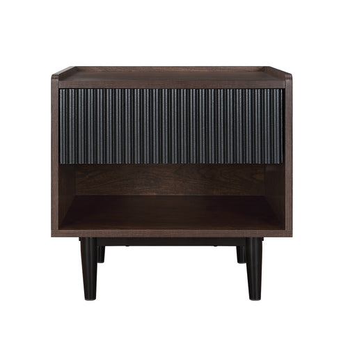 Duane 20" Fluted Nightstand (1-Drawer) in Black