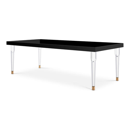 Bethany 94.5" Lacquer Finish Top And Acrylic Base Dining Table in Black