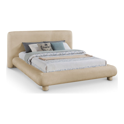 Blair Chenille Fabric Upholstered Queen Bed in Beige