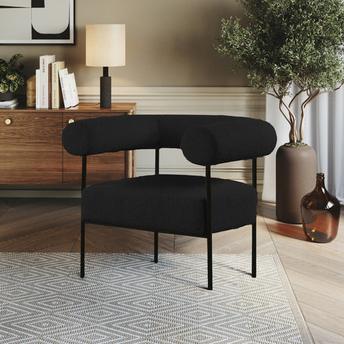 Blake Boucle Fabric Upholstered Accent Chair in Black
