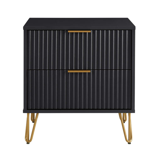 Dumbo 20" Fluted Nightstand (2-Drawer) in Black