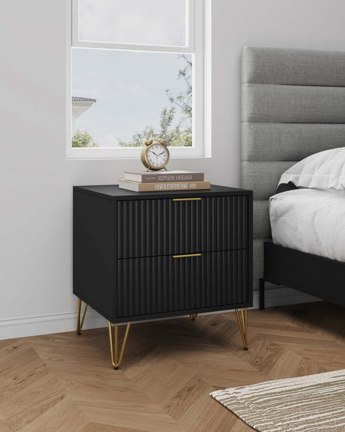 Dumbo 20" Fluted Nightstand (2-Drawer) in Black