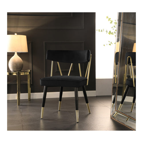 Rheingold Velvet Upholstered Dining Chair in Black