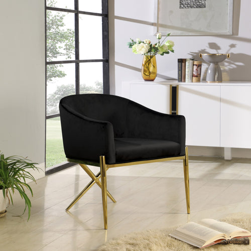 Xavier Velvet Upholstered Dining Chair (763-C) in Black