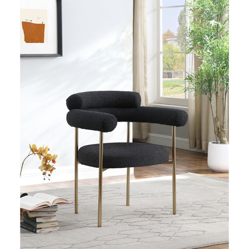 Blake Boucle Fabric Upholstered Dining Chair in Black