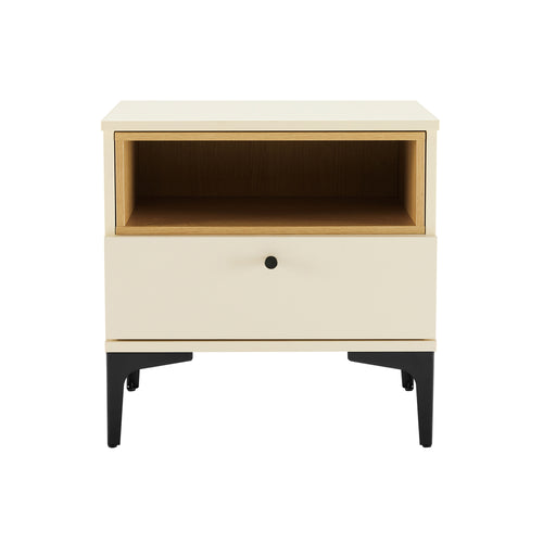 Amara 20" Nightstand (1-Drawer) in Cream and Light Oak